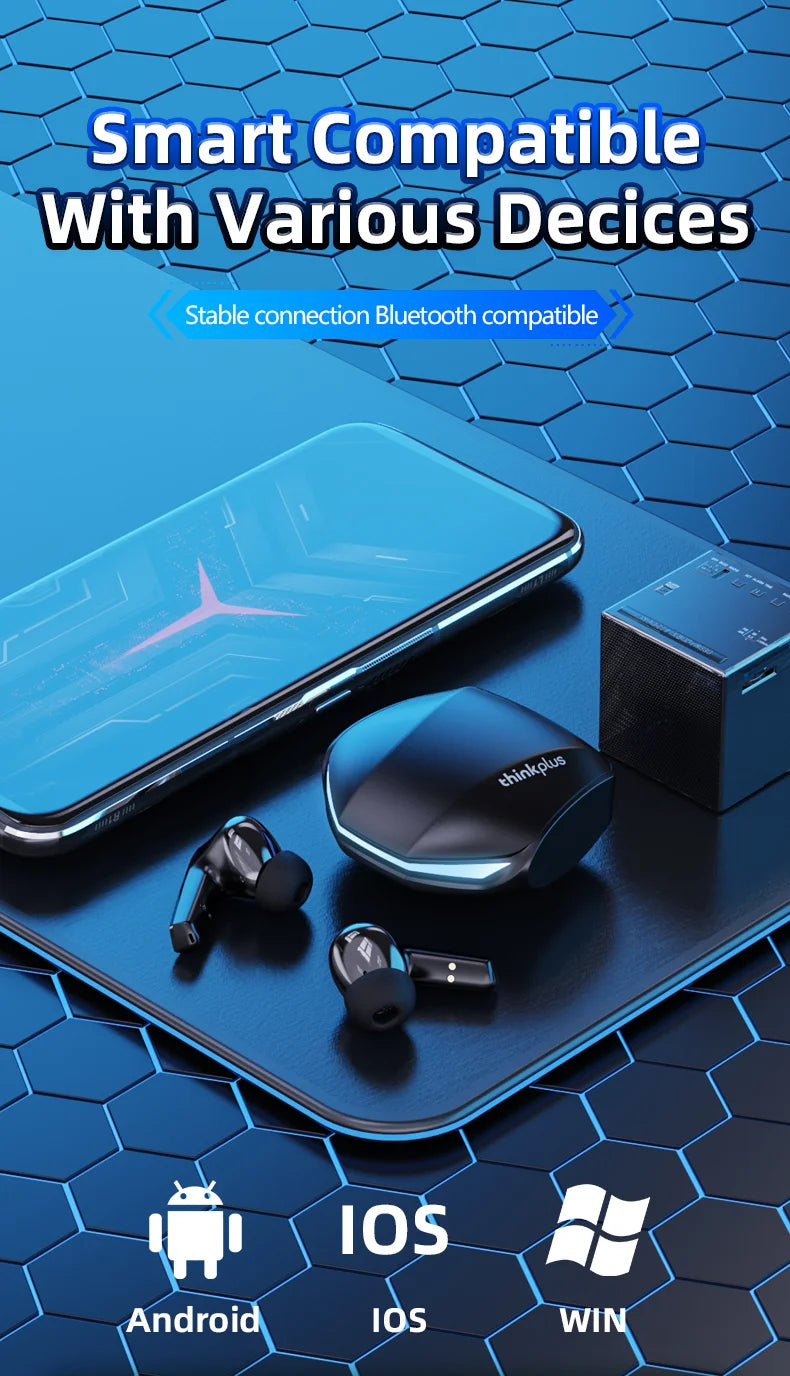 Fone de ouvido - Lenovo gm2 pro bluetooth 5.3 fones de ouvido esportes fone de ouvido sem fio jogos baixa latência modo duplo música novos