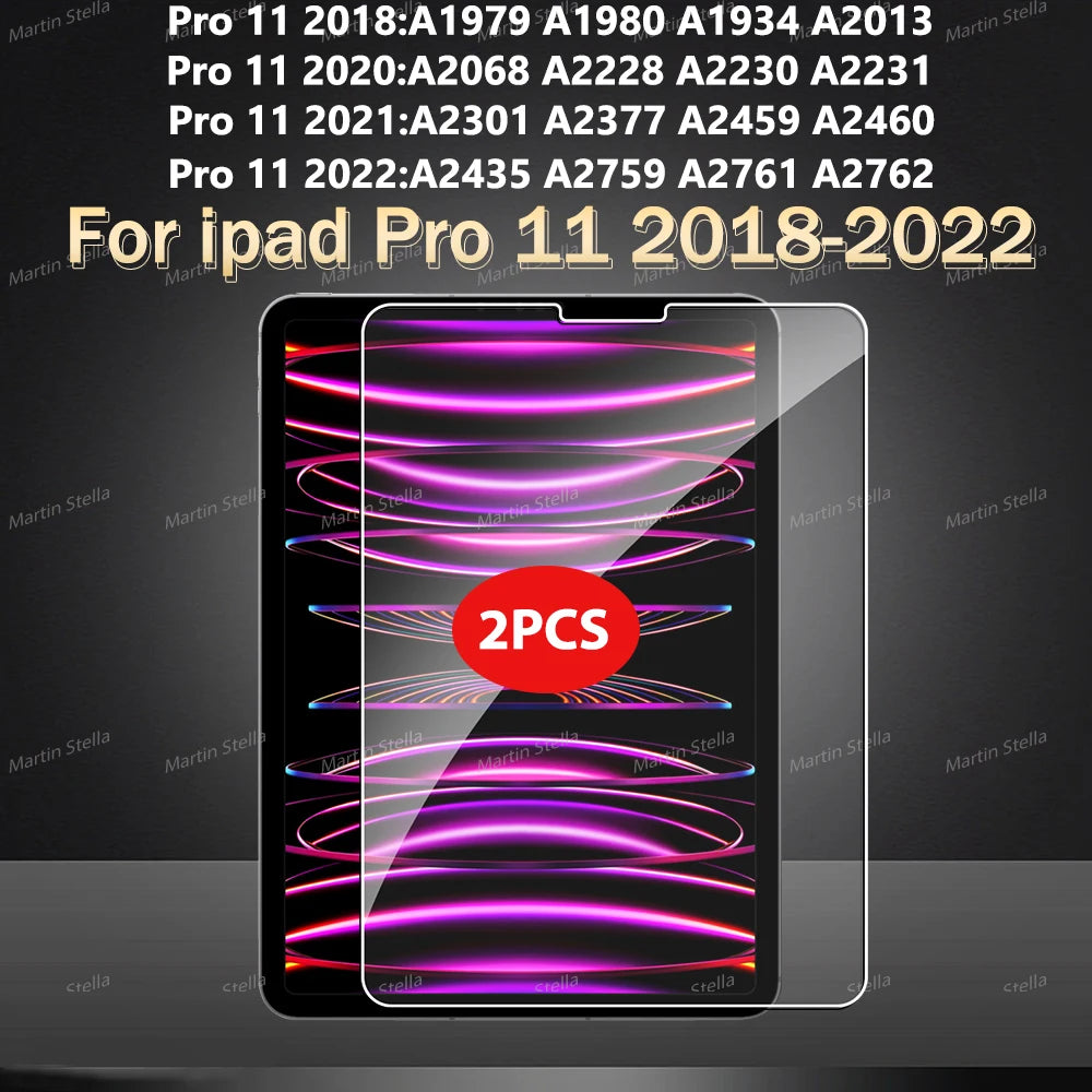 2 unidades de protetor de tela de vidro temperado para ipad Pro Air 13 11 2024 M4 M2 Air 5 4 Pro 12.9 11 Filme