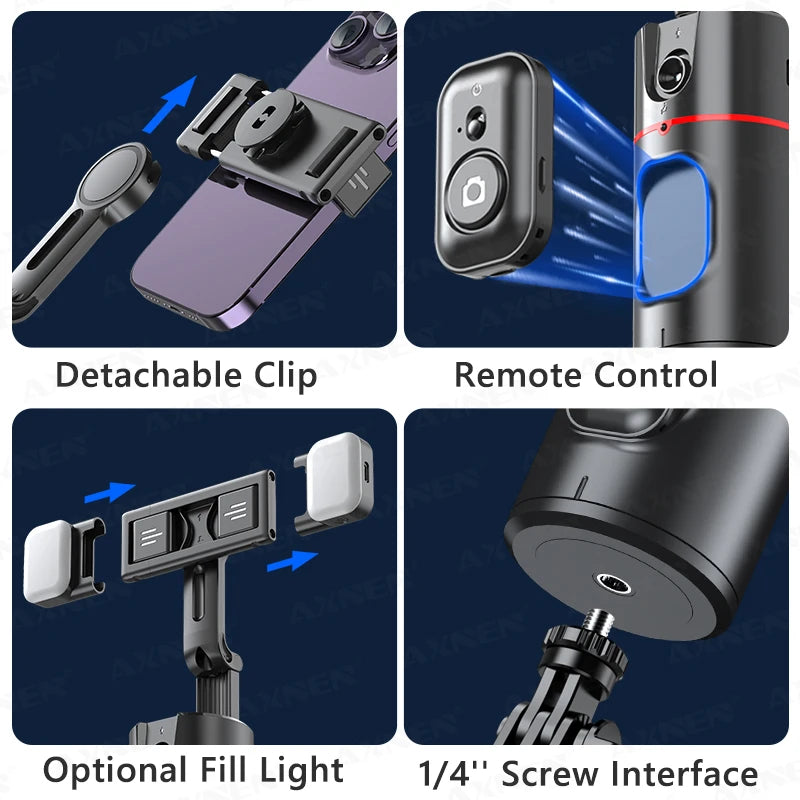 Estabilizador de smartphone com Rotação, Gimbal de Rastreamento Facial para Selfie de Mesa, Seguimento para Tiktok ao Vivo com Smartphone, com Controle Remoto