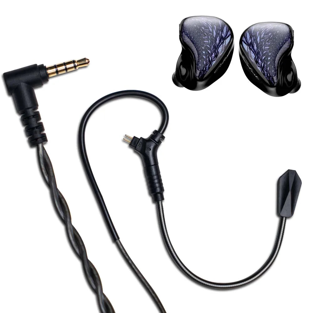 Kinera Celest Wyvern Preto Fones de ouvido intra-auriculares 10mm LCP Driver dinâmico com microfone boom destacável IEMs Cabo Fones de ouvido de áudio