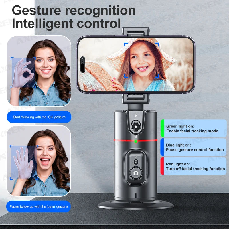 Estabilizador de smartphone com Rotação, Gimbal de Rastreamento Facial para Selfie de Mesa, Seguimento para Tiktok ao Vivo com Smartphone, com Controle Remoto