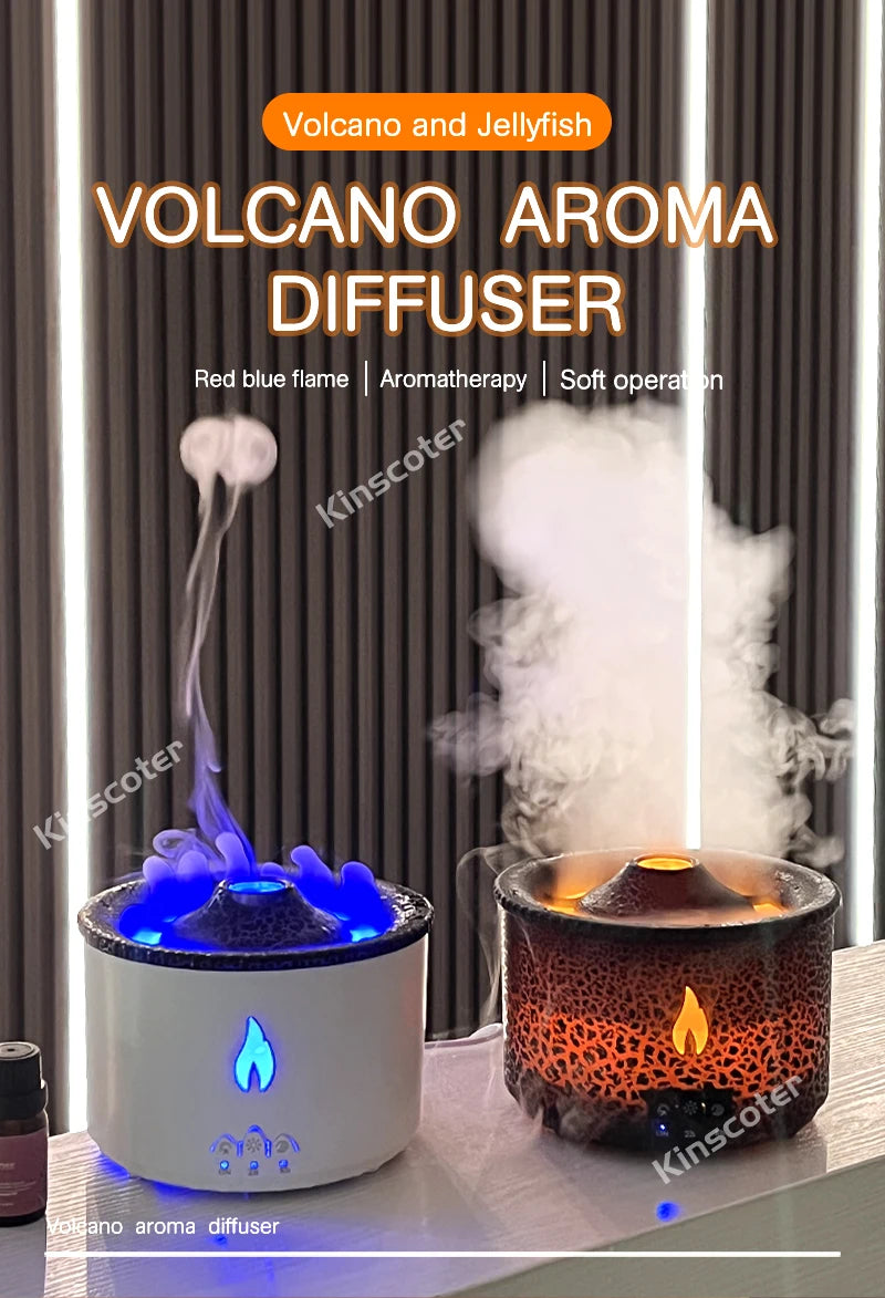 Difusor de aroma de chama de vulcão, anel de fumaça de água-viva, umidificador de ar, 360ml, difusor de óleo essencial de aromaterapia, presente legal - KINSCOTER