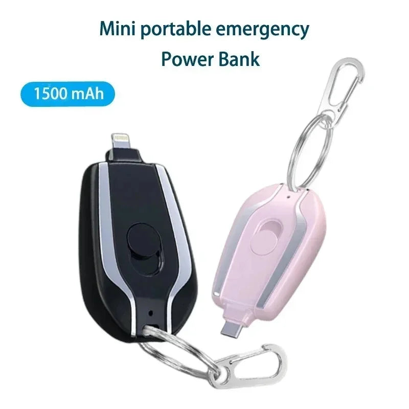 Mini chaveiro móvel de carregador portátil , bateria externa portátil de emergência para Android e telefone, banco de potência pequeno, 1500mAh