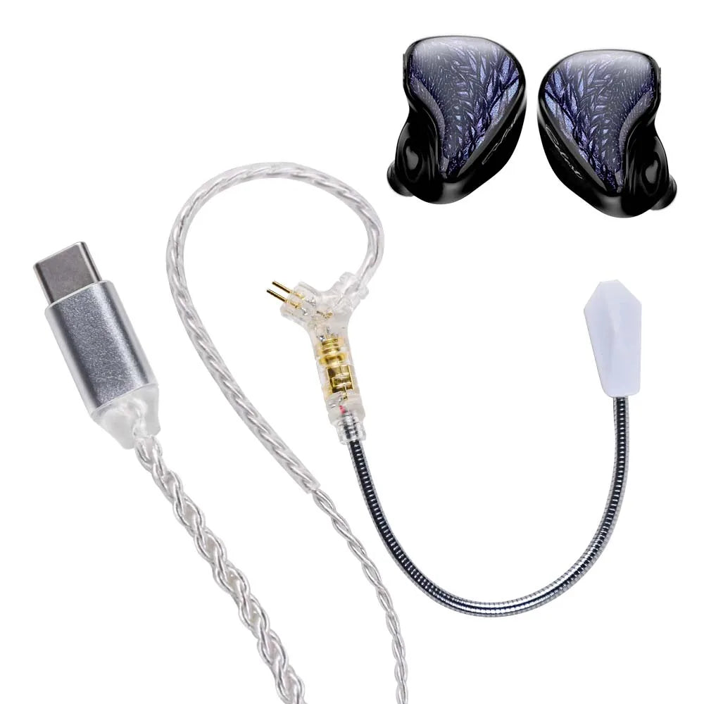 Kinera Celest Wyvern Preto Fones de ouvido intra-auriculares 10mm LCP Driver dinâmico com microfone boom destacável IEMs Cabo Fones de ouvido de áudio