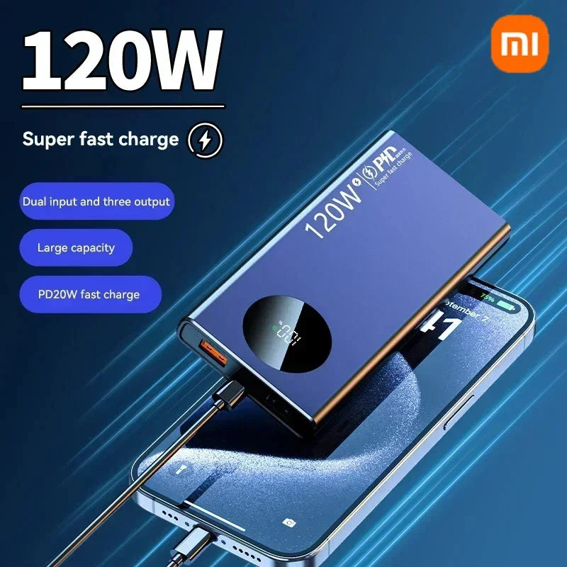 Xiaomi carregador Portátil Xiaomi 50000mAh -120W Carregamento rápido Carregador de bateria portátil de alta capacidade Moblie Powerbank para iPhone Samsung Huawei