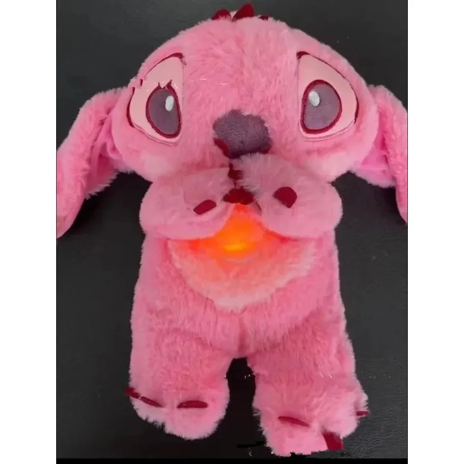 boneca de pelúcia respiração criança peluche lilo & ponto kawaii acalma brinquedo anime bebê música luz brinquedos do sono modelo presente do miúdo