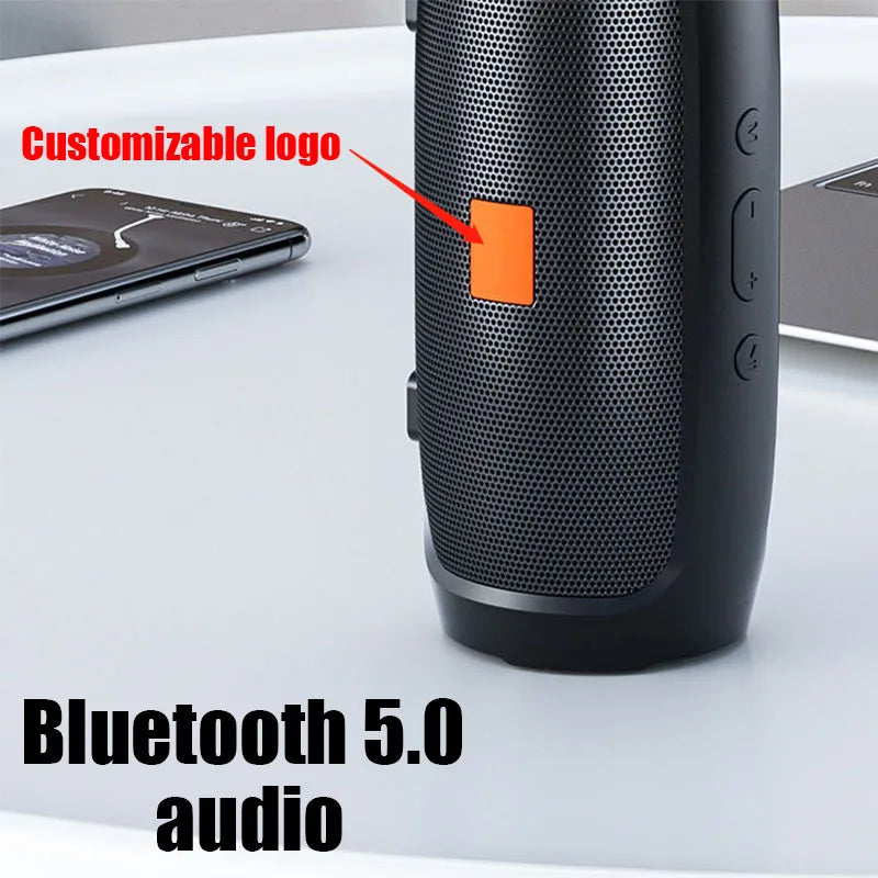 Alto-falante bluetooth portátil, subwoofer, estéreo, ambiente externo, à prova d'água, caixa de som sem fio, suporte para rádio fm, cartão tf - Caixa de som portátil