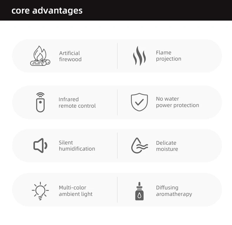 Difusor de lareira simulado, umidificador de ar com óleo essencial de aroma com temporizador remoto e luz noturna colorida para casa, presente criativo