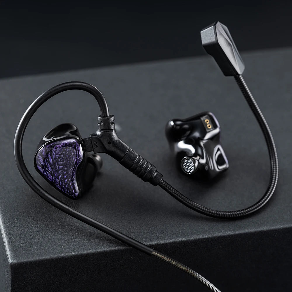 Kinera Celest Wyvern Preto Fones de ouvido intra-auriculares 10mm LCP Driver dinâmico com microfone boom destacável IEMs Cabo Fones de ouvido de áudio