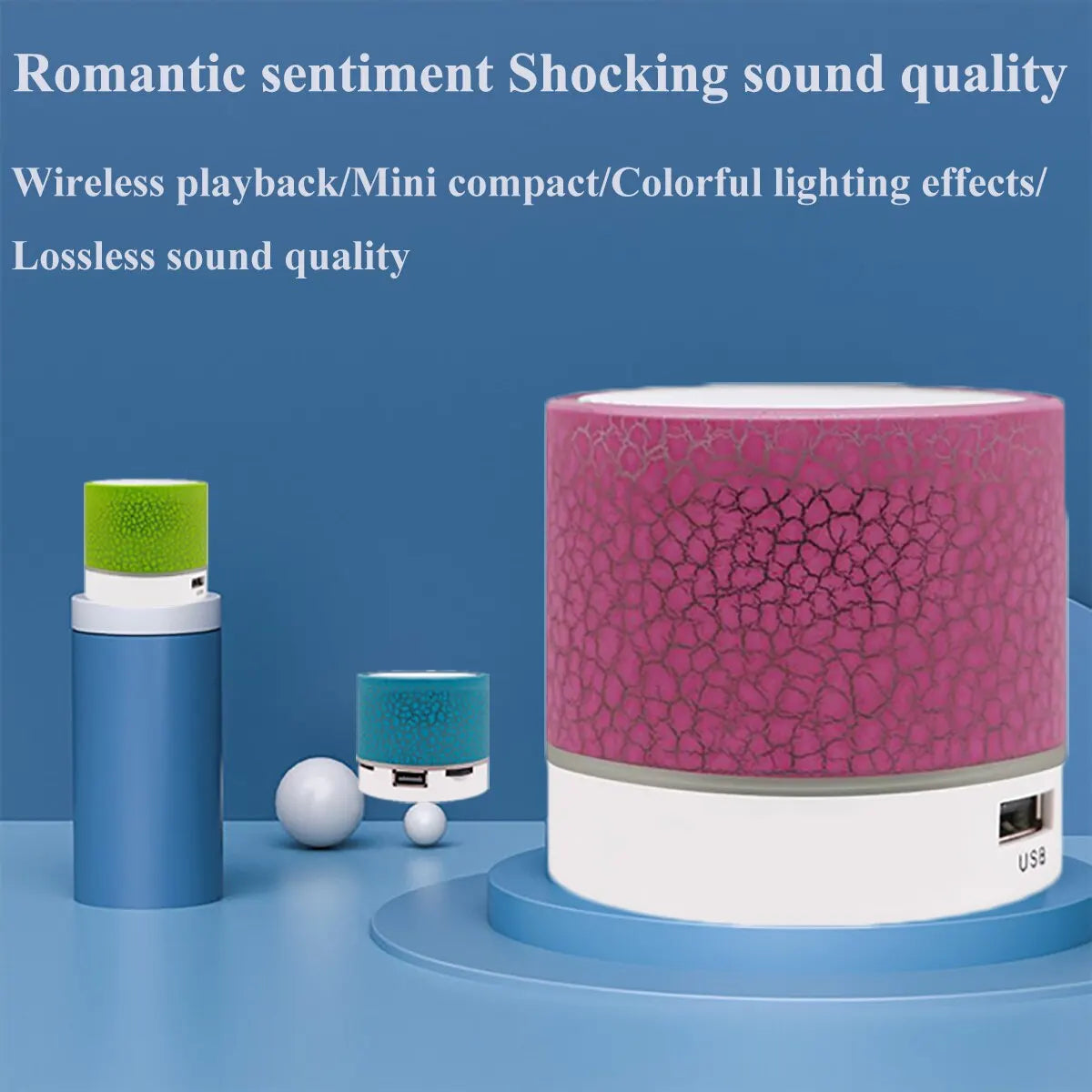 Bluetooth Mini Speaker Wireless Speaker Colorful LED TF Card USB Subwoofer Portable MP3 Music Sound Column For PC Phone