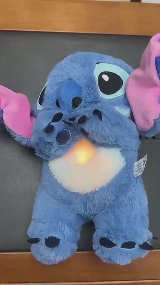 boneca de pelúcia respiração criança peluche lilo & ponto kawaii acalma brinquedo anime bebê música luz brinquedos do sono modelo presente do miúdo